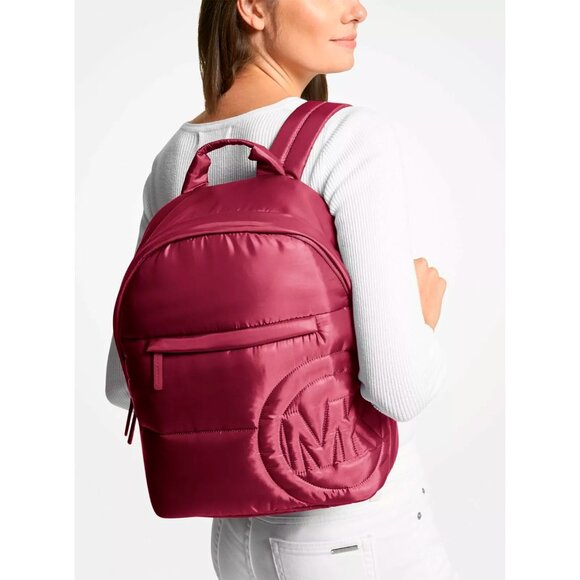 S Michael Kors Rae Medium Quilted Nylon Burgundy Backpack 35F1U5RB2C NWT $368 FS - Picture 6 of 9